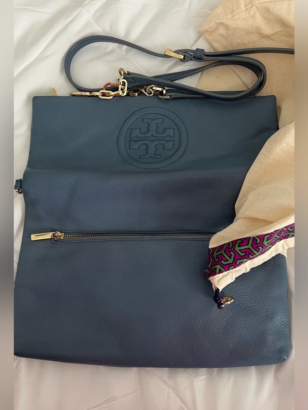 Tory Burch Navy Leather Clutch crossbody